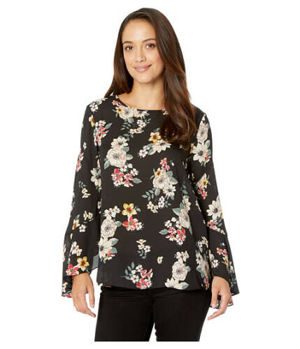Imbracaminte femei vince camuto petite flared sleeve floral story blouse rich black