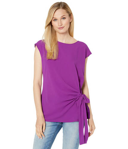 Imbracaminte femei vince camuto short sleeve side tie soft texture mixed media top rich magenta