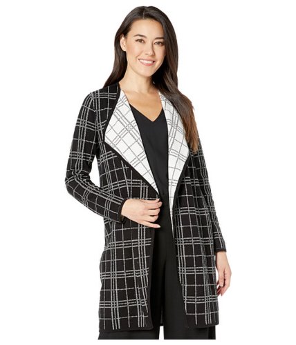 Imbracaminte femei vince camuto specialty size petite long sleeve plaid open front maxi cardigan rich black