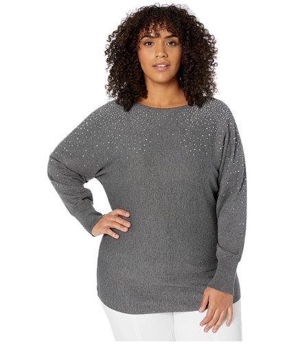 Imbracaminte femei vince camuto specialty size plus size long sleeve all over embellished v-neck sweater medium heather grey