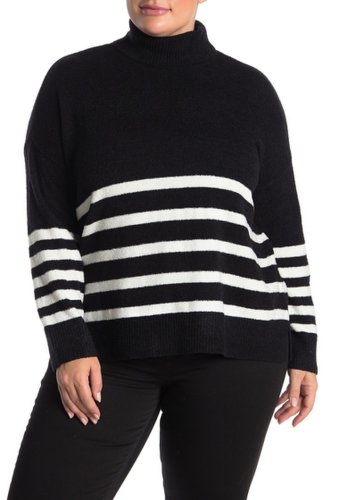 Imbracaminte femei vince camuto striped chenille turtleneck sweater plus size rich black