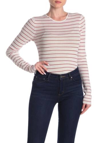 Imbracaminte femei vince ribbed knit stripe print crew neck sweater off whitedusty rose