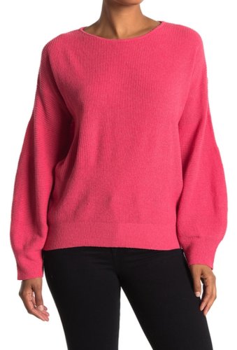 Imbracaminte femei woven heart ribbed pull-over balloon sleeve sweater pink