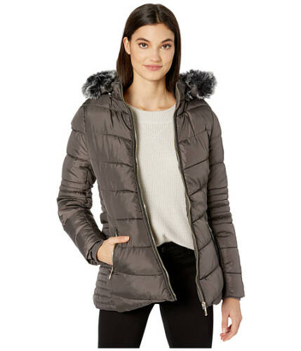 Imbracaminte femei ymi snobbish polyfill puffer jacket with faux fur trim hood and pop zippers charcoal