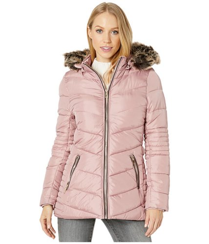 Imbracaminte femei ymi snobbish polyfill puffer jacket with faux fur trim hood and pop zippers mauve
