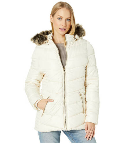 Imbracaminte femei ymi snobbish polyfill puffer jacket with faux fur trim hood and pop zippers pearl