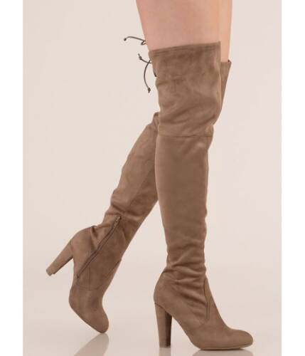 Incaltaminte femei cheapchic all legs over-the-knee chunky boots taupe
