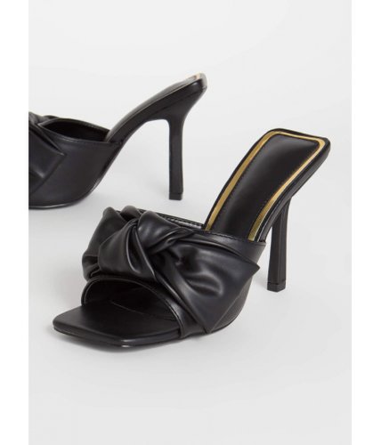 Incaltaminte femei cheapchic bow for the gold faux leather mule heels black