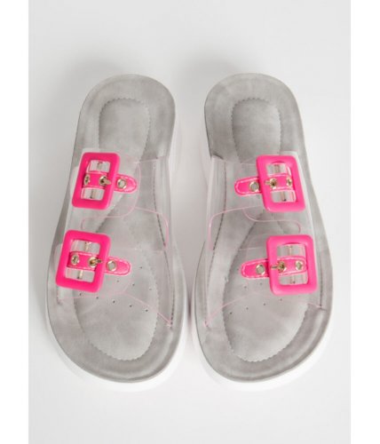 Incaltaminte femei cheapchic clearly sporty platform slide sandals neonpink