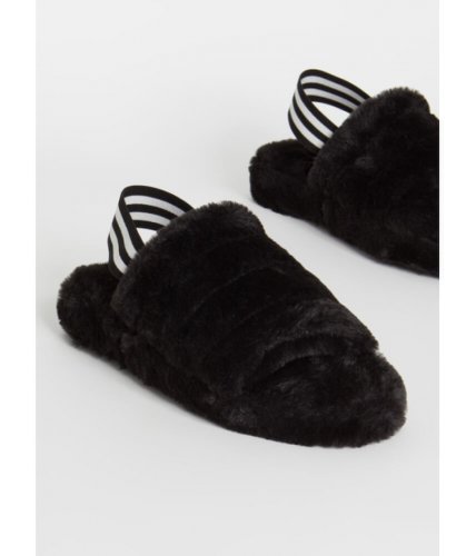 Incaltaminte femei cheapchic cloudy day furry slingback sandals black