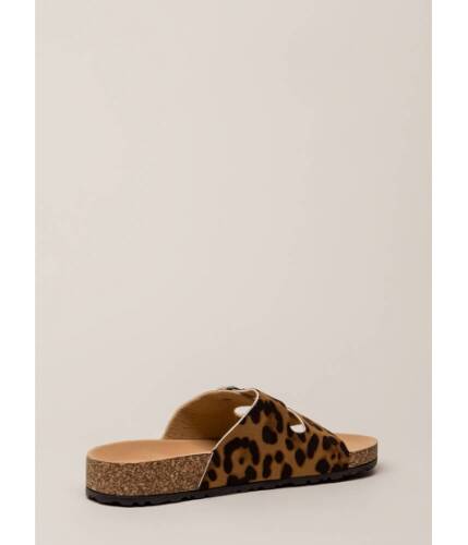 Incaltaminte femei cheapchic go ahead leopard platform slide sandals leopard