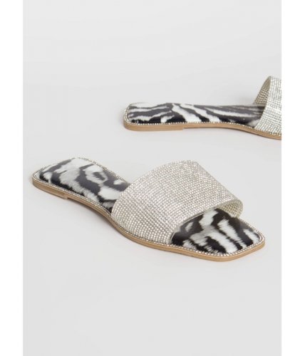 Incaltaminte femei cheapchic inner animal rhinestone slide sandals zebra