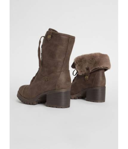 Incaltaminte femei cheapchic just fur variety foldover combat boots taupe