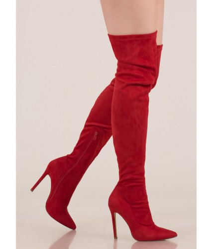 Incaltaminte femei cheapchic long story chic thigh-high boots red