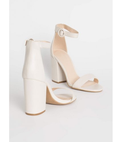 Incaltaminte femei cheapchic new favorite chunky faux leather heels offwhite