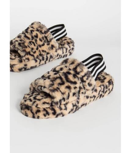 Incaltaminte femei cheapchic pet leopard furry slingback sandals leopard