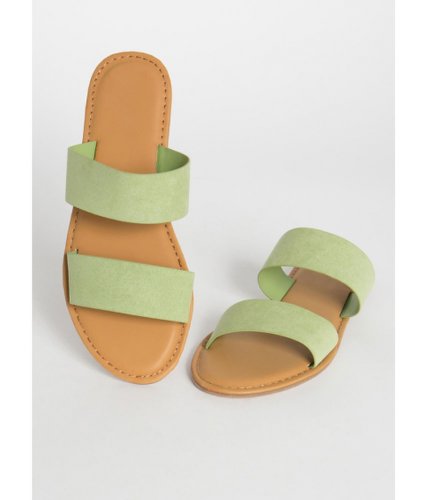 Incaltaminte femei cheapchic poolside party faux suede slide sandals mint