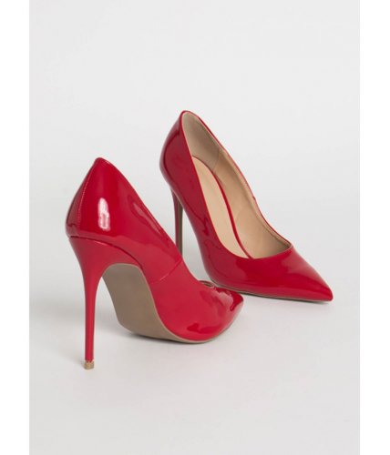 Incaltaminte femei cheapchic serious stilettos pointy glossy pumps red