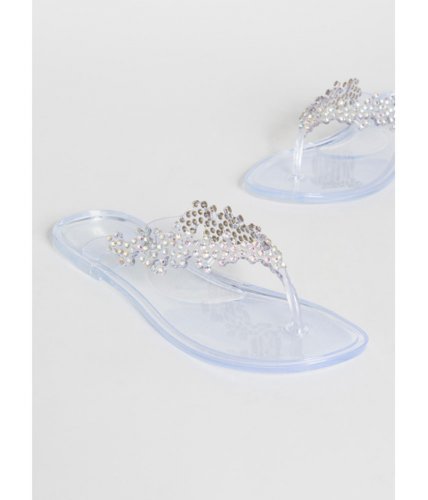 Incaltaminte femei cheapchic sprig of leaves jeweled jelly sandals clear