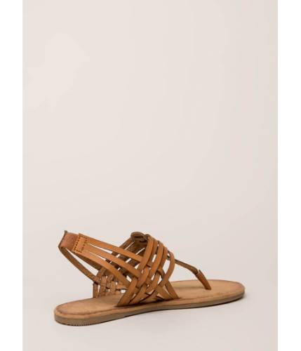 Incaltaminte femei cheapchic strappy all the time woven thong sandals tan