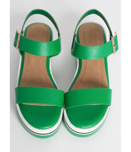 Incaltaminte femei cheapchic stripe first platform wedge sandals green