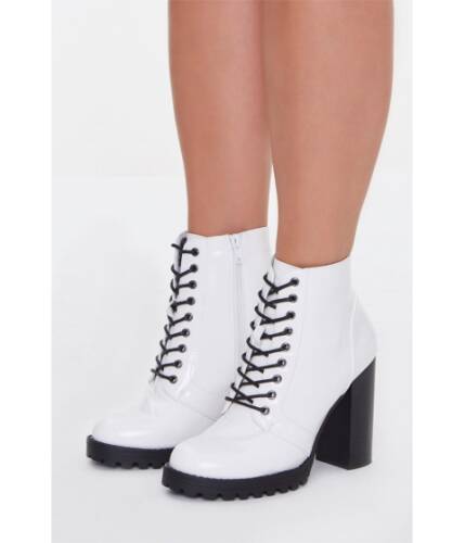 Incaltaminte femei forever21 block heel booties (wide) white