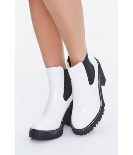 Incaltaminte femei forever21 block heel chelsea boots white