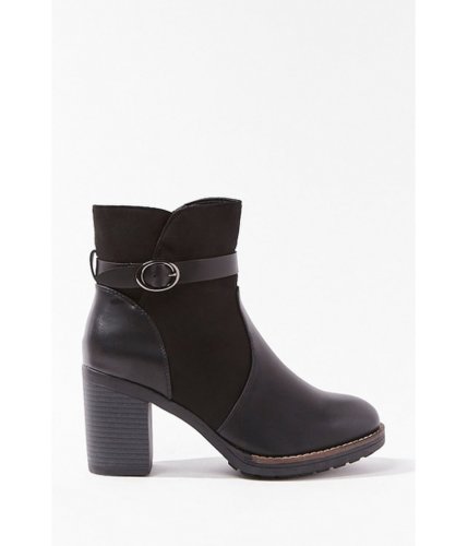 Incaltaminte femei forever21 buckled western ankle boots black