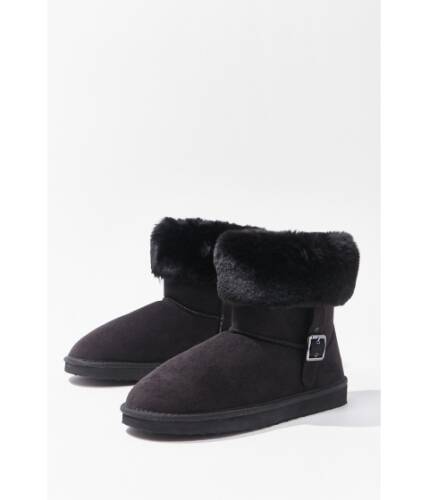 Incaltaminte femei forever21 faux fur-trim snow boots black