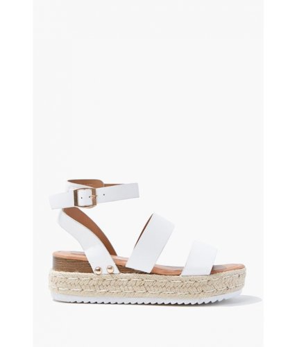 Incaltaminte femei forever21 faux leather flatform wedges white