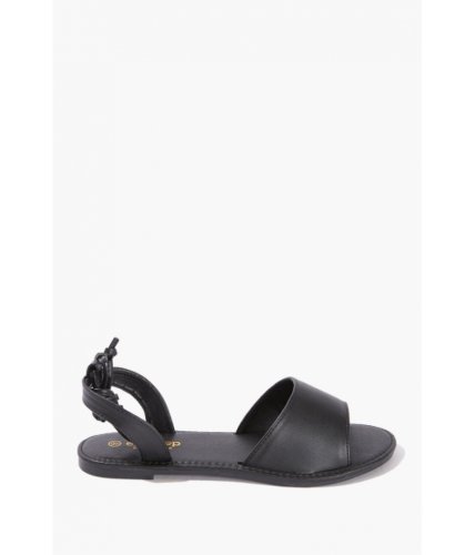 Incaltaminte femei forever21 faux leather lace-up sandals black