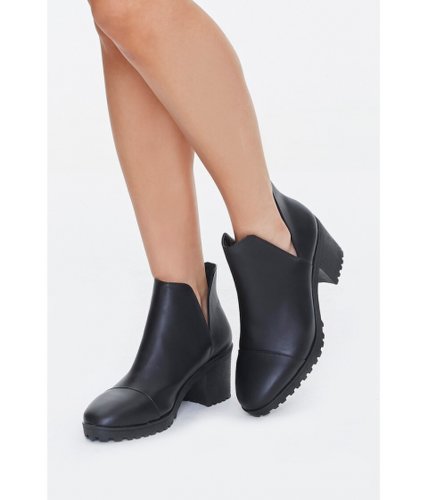 Incaltaminte femei forever21 faux leather notched booties black