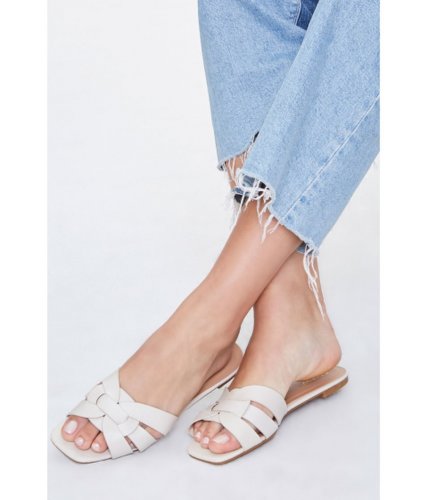 Incaltaminte femei forever21 faux leather slip-on sandals ivory