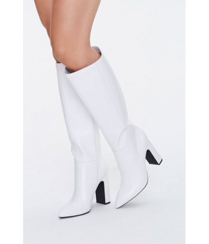 Incaltaminte femei forever21 knee-high block heel boots white