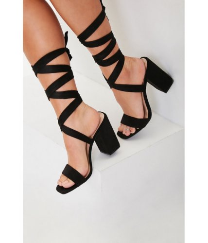 Incaltaminte femei forever21 lace-up faux suede heels black