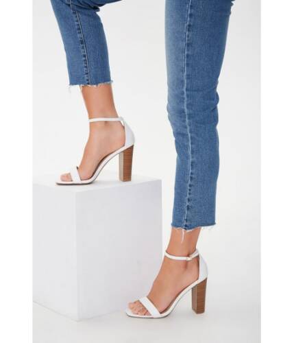 Incaltaminte femei forever21 stacked faux leather heels white