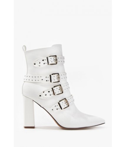 Incaltaminte femei forever21 studded faux leather booties white
