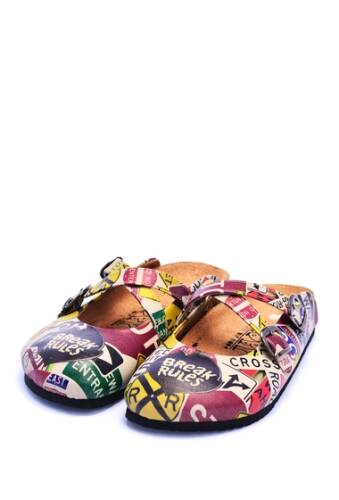 Incaltaminte femei goby printed faux leather clog multicolor