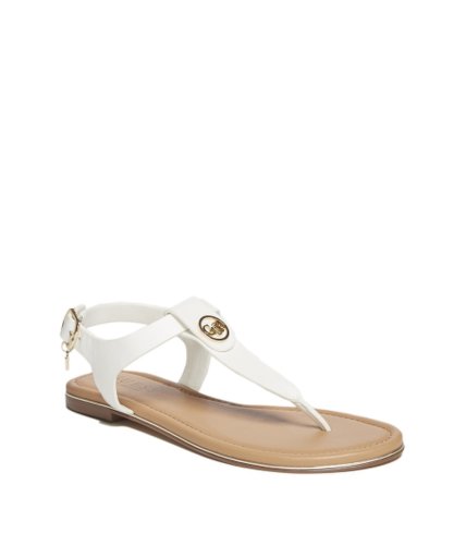 Incaltaminte femei guess carmel t-strap logo sandals white multi