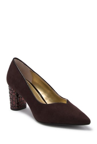 Incaltaminte femei j renee obelia croc embossed block heel pump - wide width available chocolate sued