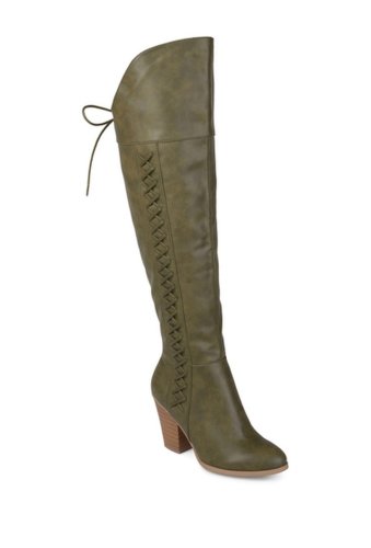 Incaltaminte femei journee collection spritzs over-the-knee lace-up boot olive