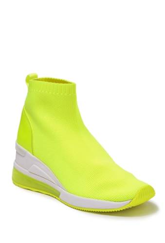 Incaltaminte femei michael michael kors skylar knit sock high-top sneaker neon yellow