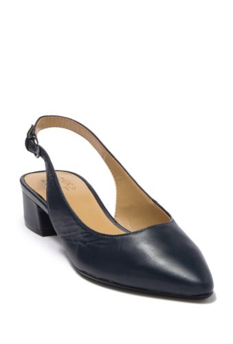 Incaltaminte femei naturalizer falcon leather pointed toe slingback low block pump inky navy leather