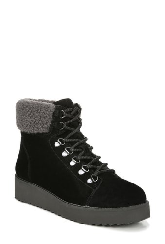 Incaltaminte femei sam edelman franc faux shearling trim hiking boot black