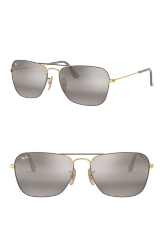 Ochelari barbati ray-ban 55mm rectangle sunglasses gold grey