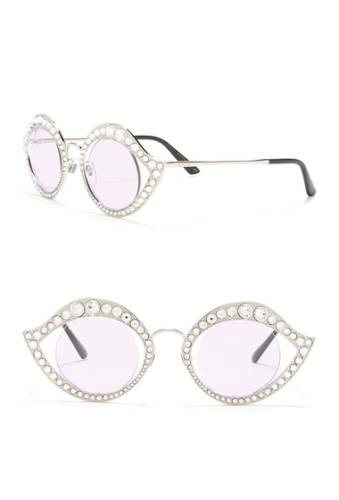 Ochelari femei gucci 41mm embellished round cat eye sunglasses silvercrystal