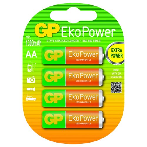 Baterii reîncărcabile gp 125aahcepc4 1, 2 v 1300 mah aa (4 pcs) verde portocaliu