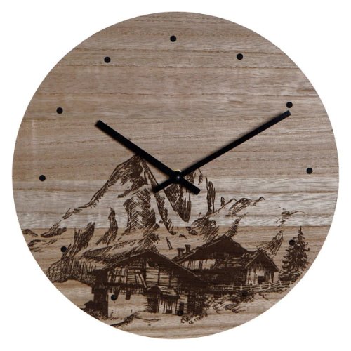 Ceas de perete dkd home decor munte negru lemn mdf (30 x 30 x 1.5 cm)