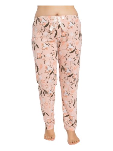 Pantaloni de pijama dama batal, model crem cu flori