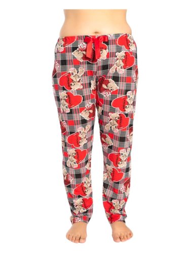 Pantaloni de pijama dama batal, model multicolor cu ursuleti si inimioare
